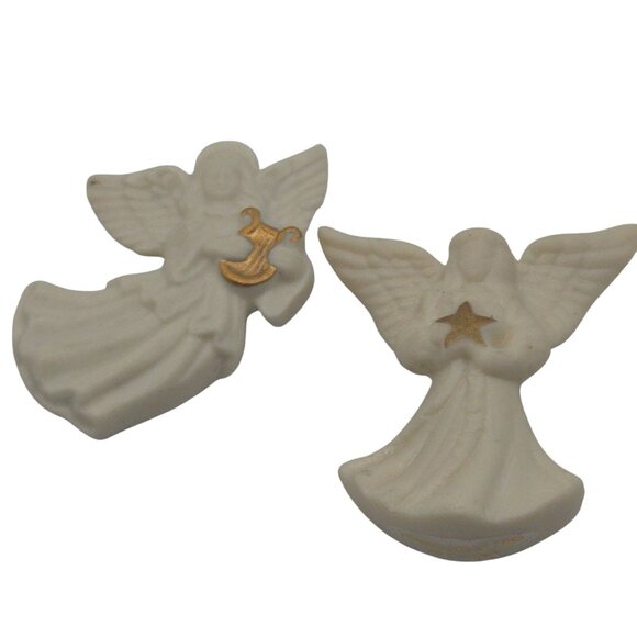 VTG Brooch 2PC Lenox White Stoneware Porcelain Angel GoldTone Religious Keepsake - Picture 6 of 13